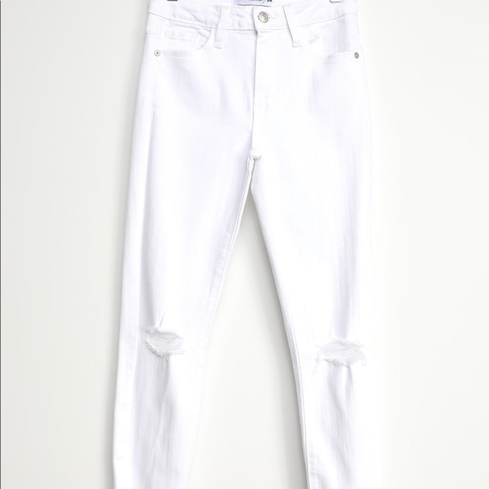 White Distressed Denim Skinny Jeans🤍